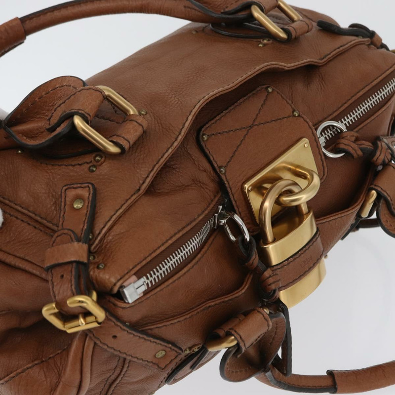 【日本直送】Chloe Paddington 手提包 皮革 棕色 金銀色 正品 BA10764SAV-5