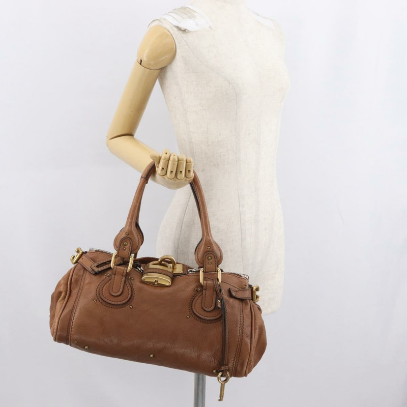 【日本直送】Chloe Paddington 手提包 皮革 棕色 金銀色 正品 BA10764SAV-26