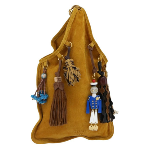 Miu Miu With Tricks 手提包 麂皮 黃色 金色 正品 BA10723SM