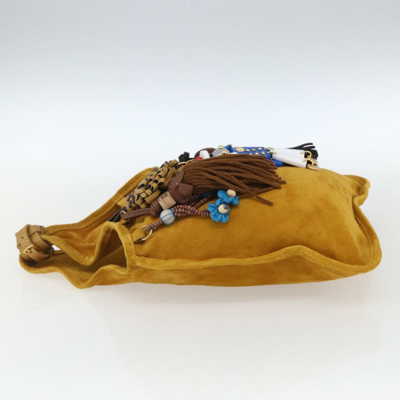 【日本直送】Miu Miu With Tricks 手提包 麂皮 黃色 金色 正品 BA10723SM-2