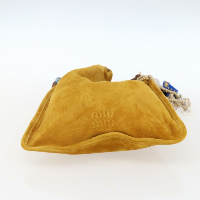 【日本直送】Miu Miu With Tricks 手提包 麂皮 黃色 金色 正品 BA10723SM-4