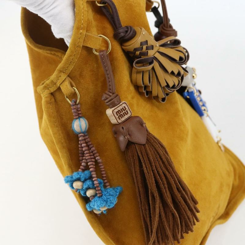 【日本直送】Miu Miu With Tricks 手提包 麂皮 黃色 金色 正品 BA10723SM-9