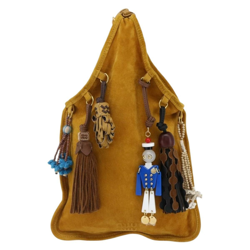 【日本直送】Miu Miu With Tricks 手提包 麂皮 黃色 金色 正品 BA10723SM-12