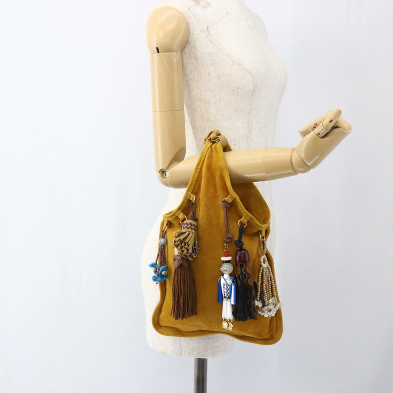 【日本直送】Miu Miu With Tricks 手提包 麂皮 黃色 金色 正品 BA10723SM-21