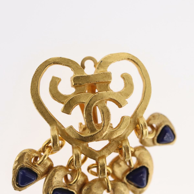 【日本直送】香奈兒心形 COCO 標誌耳環，金屬金 CC 標誌，正品編號 168046V-2