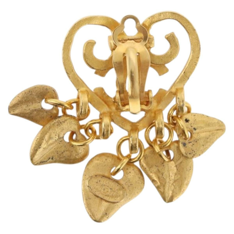 【日本直送】香奈兒心形 COCO 標誌耳環，金屬金 CC 標誌，正品編號 168046V-6