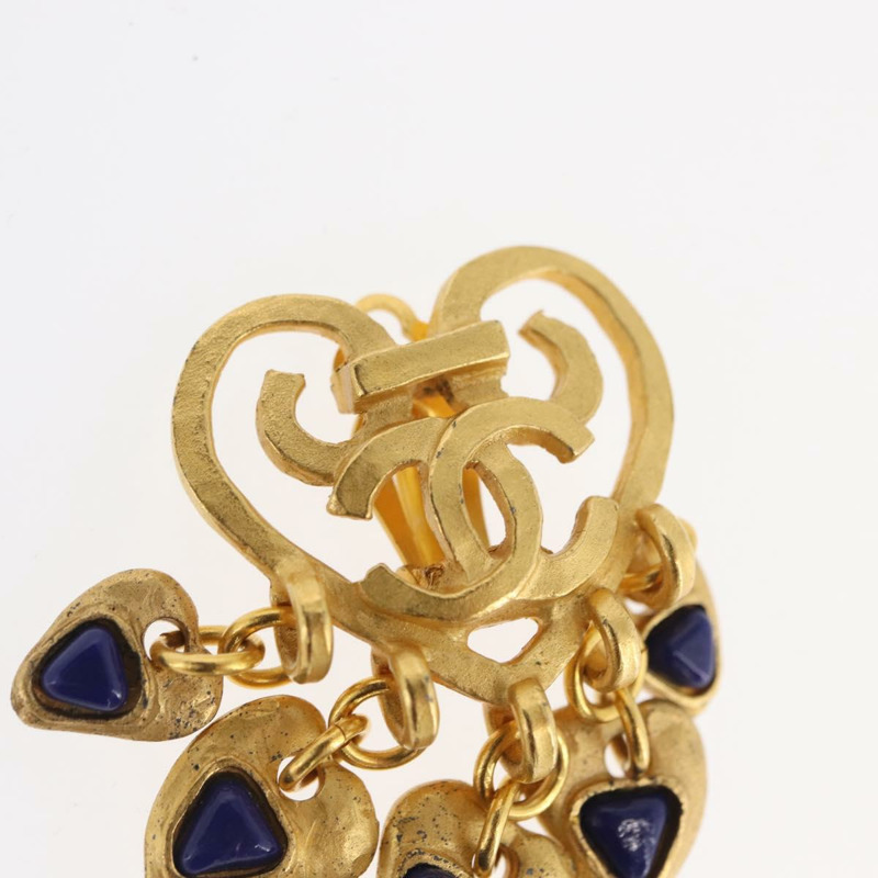 【日本直送】香奈兒心形 COCO 標誌耳環，金屬金 CC 標誌，正品編號 168046V-11