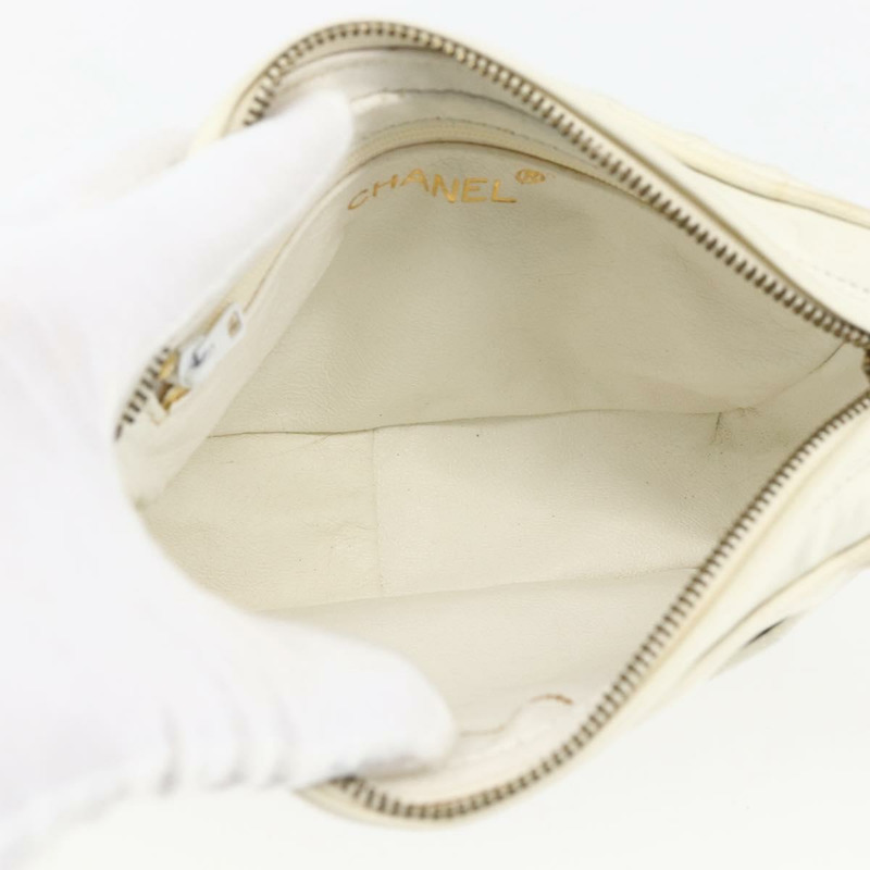 【日本直送】香奈兒 Matelasse 皮革單肩包 白色 金色 CC 標誌 正品 BA10848-10
