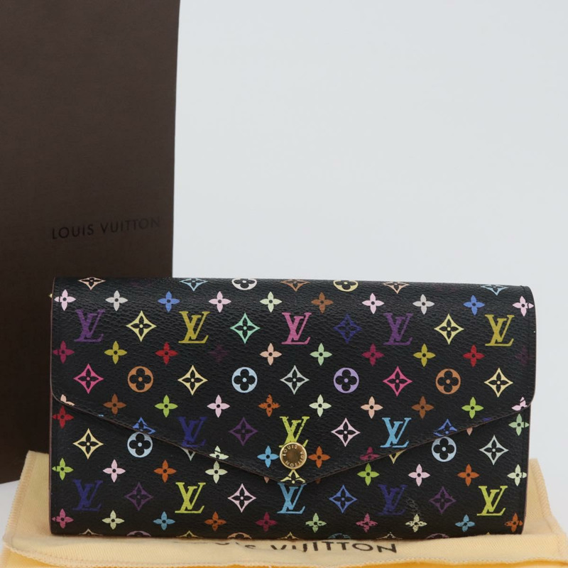 【日本直送】路易威登 (LOUIS VUITTON) 多色 Portefeiulle Sarah 皮夾 黑色 M60668 LV 正品 BA10859V-11