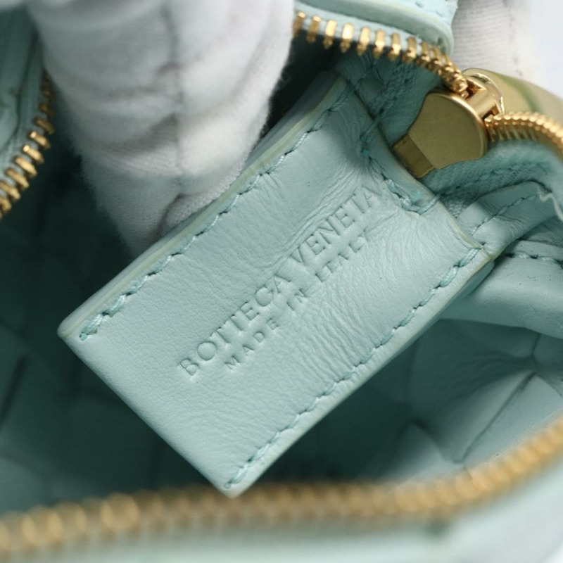【日本直送】BOTTEGA VENETA INTRECCIATO 皮革肩背包 淺藍色 金色 Auth bs32785V-16