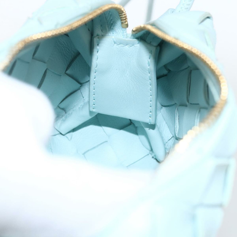 【日本直送】BOTTEGA VENETA INTRECCIATO 皮革肩背包 淺藍色 金色 Auth bs32785V-18