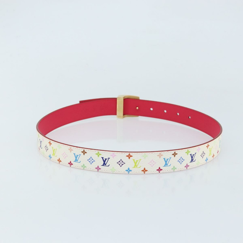 【日本直送】路易威登 Monogram Multicolor Ceinture Carre 腰帶 白色 LV 正品 ki6477-1