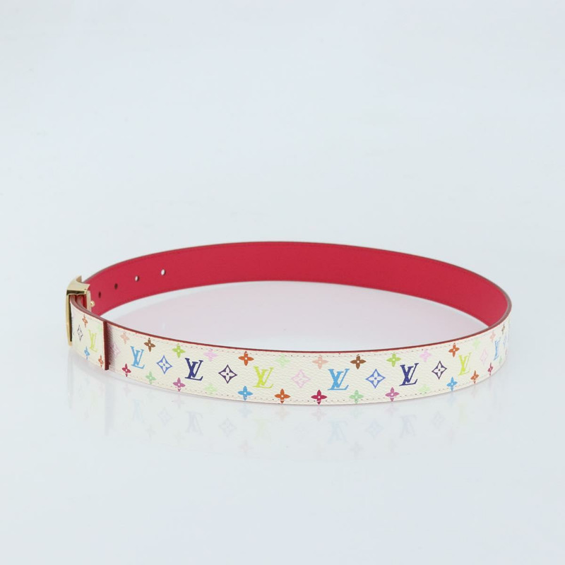 【日本直送】路易威登 Monogram Multicolor Ceinture Carre 腰帶 白色 LV 正品 ki6477-2