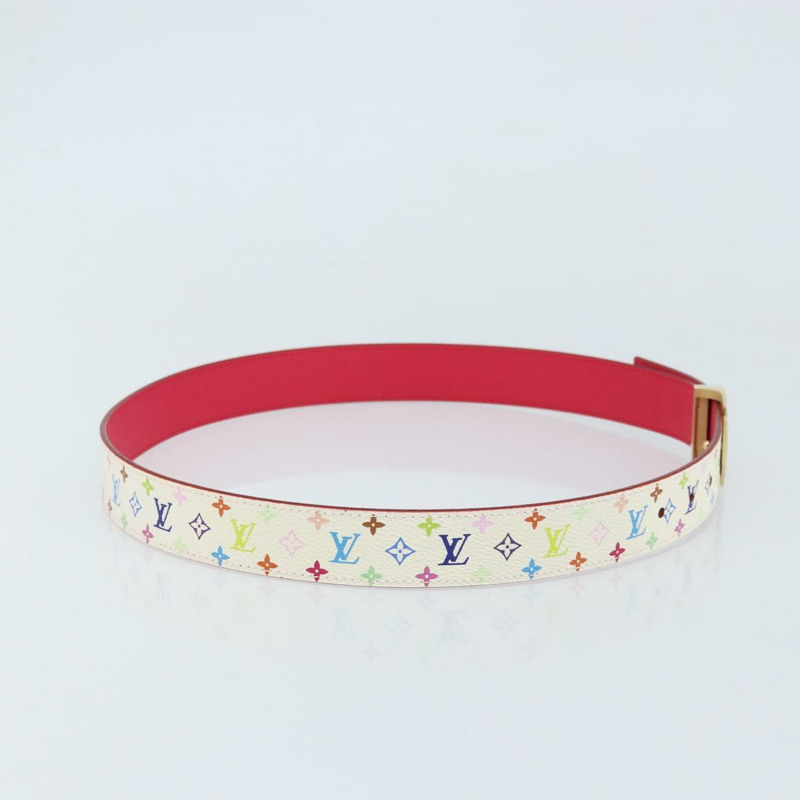 【日本直送】路易威登 Monogram Multicolor Ceinture Carre 腰帶 白色 LV 正品 ki6477-3