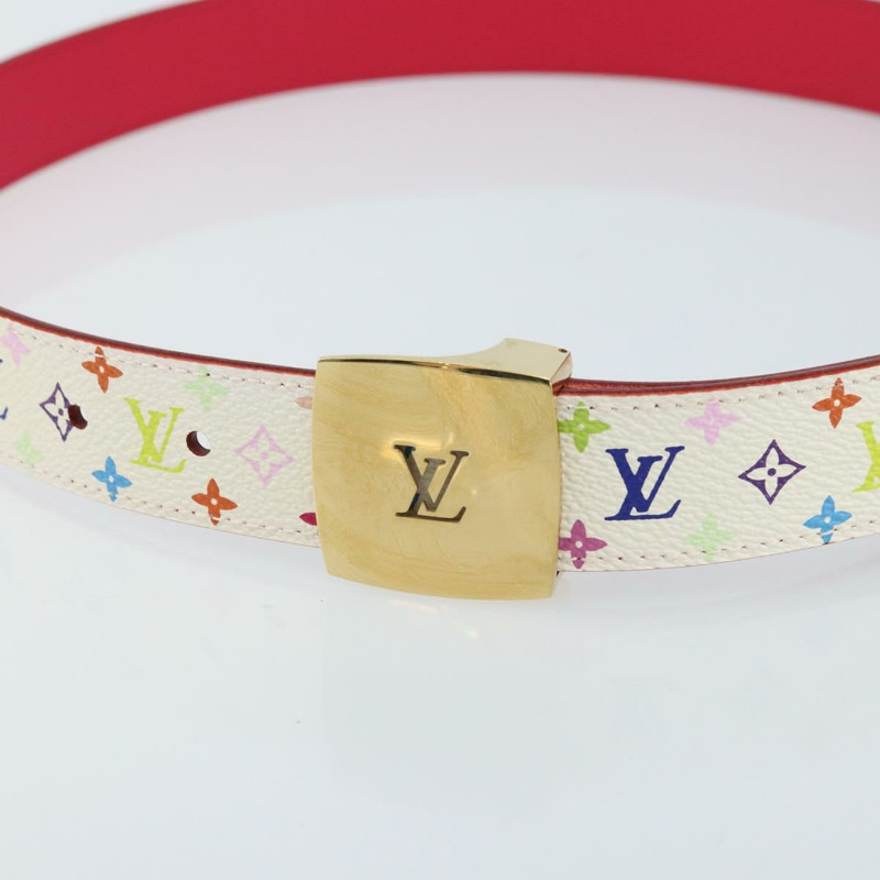 【日本直送】路易威登 Monogram Multicolor Ceinture Carre 腰帶 白色 LV 正品 ki6477-4