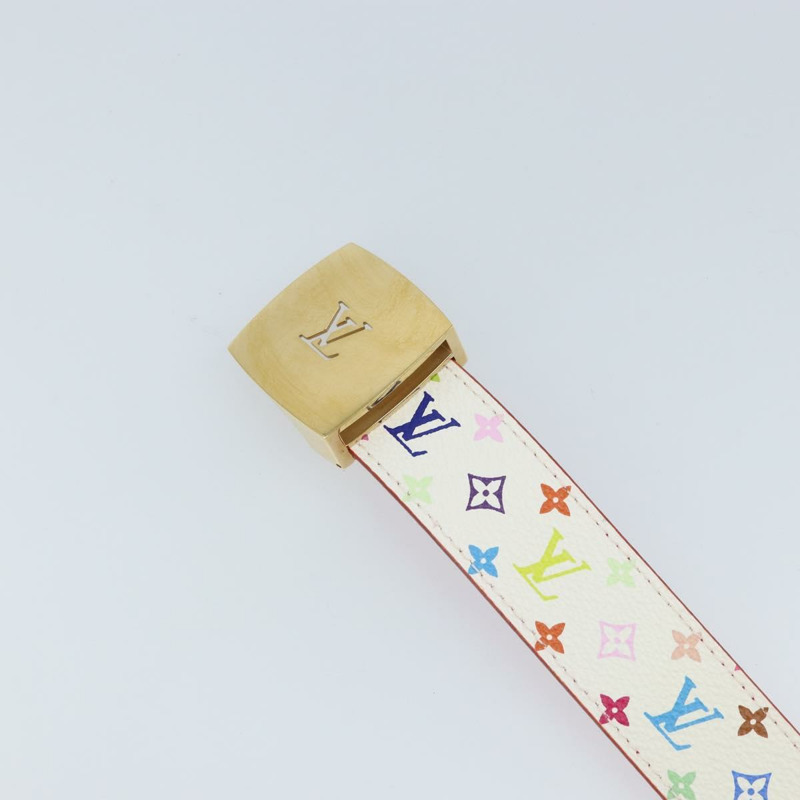 【日本直送】路易威登 Monogram Multicolor Ceinture Carre 腰帶 白色 LV 正品 ki6477-5