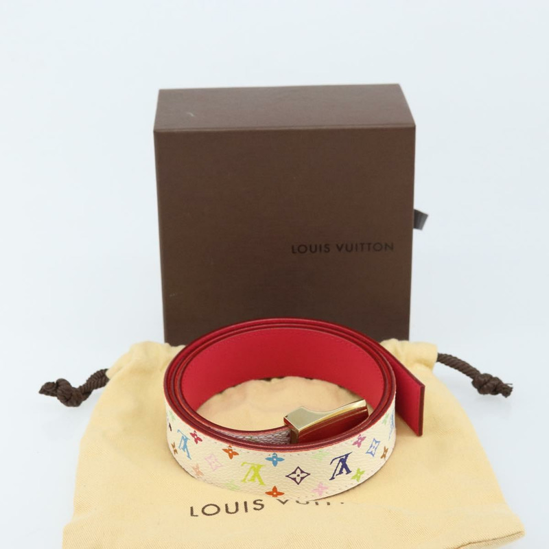 【日本直送】路易威登 Monogram Multicolor Ceinture Carre 腰帶 白色 LV 正品 ki6477-10