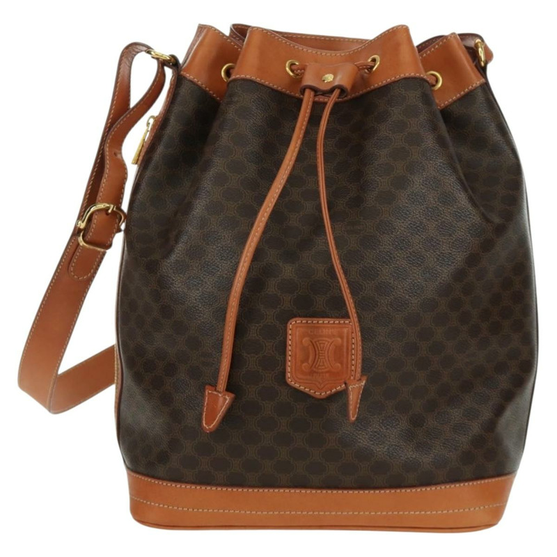 【日本直送】CELINE Macadam帆布肩背包 PVC皮革 棕色 金色 正品 ki6449M-1