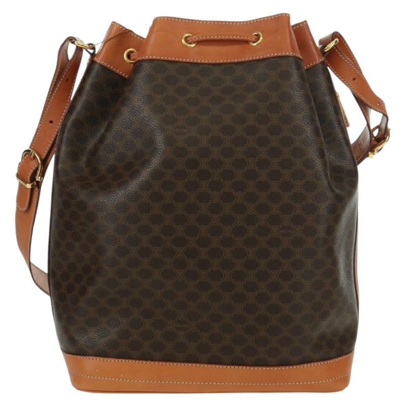 【日本直送】CELINE Macadam帆布肩背包 PVC皮革 棕色 金色 正品 ki6449M-2