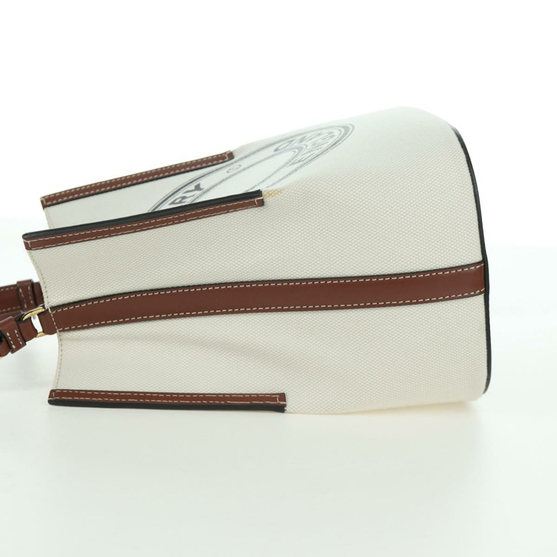 【日本直送】BURBERRY Peggy 水桶包手提包帆布兩用包 白色 黑色 正品 am10836V-4