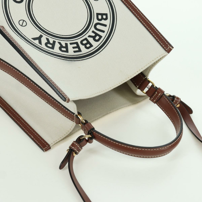 【日本直送】BURBERRY Peggy 水桶包手提包帆布兩用包 白色 黑色 正品 am10836V-7