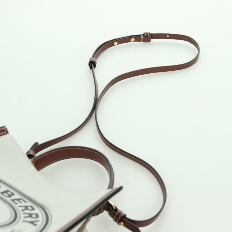 【日本直送】BURBERRY Peggy 水桶包手提包帆布兩用包 白色 黑色 正品 am10836V-12