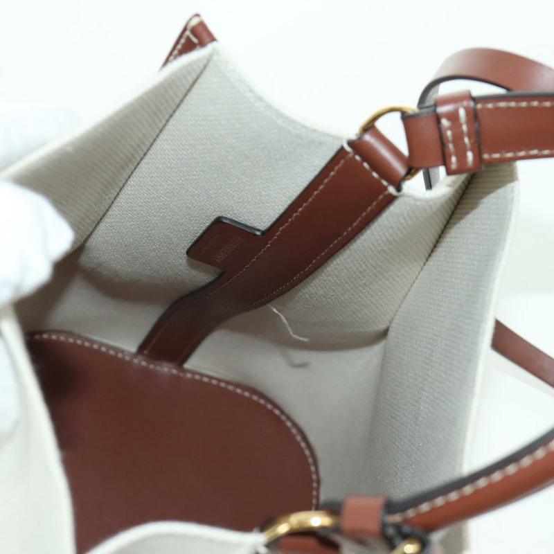 【日本直送】BURBERRY Peggy 水桶包手提包帆布兩用包 白色 黑色 正品 am10836V-20