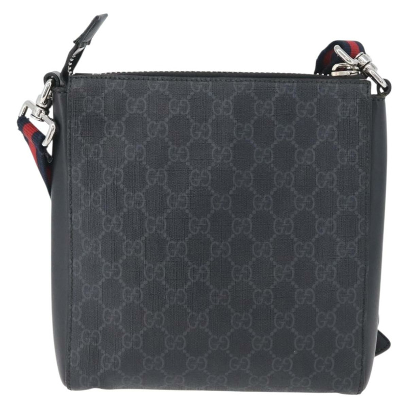 【日本直送】GUCCI GG Supreme Sherry Line 單肩包 PVC 黑色銀色 523599 正品 gh1751-2