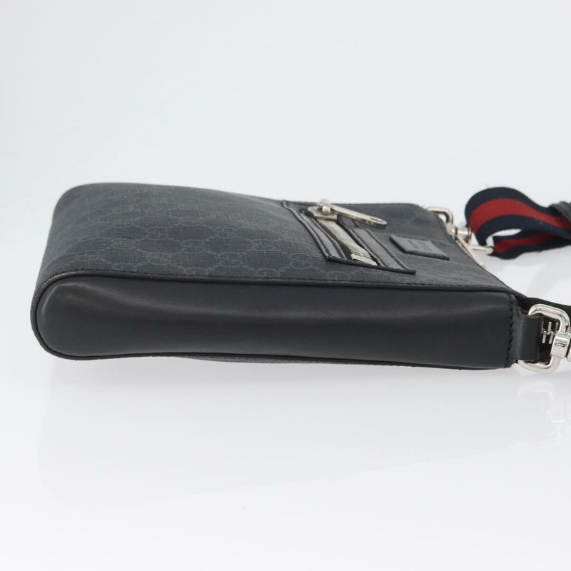 【日本直送】GUCCI GG Supreme Sherry Line 單肩包 PVC 黑色銀色 523599 正品 gh1751-3