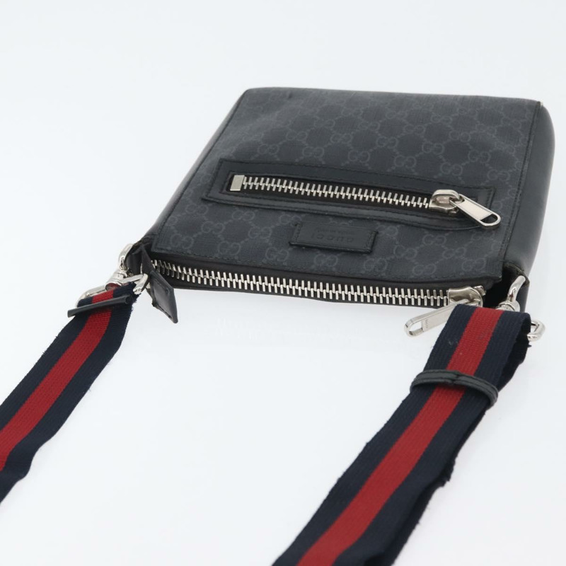 【日本直送】GUCCI GG Supreme Sherry Line 單肩包 PVC 黑色銀色 523599 正品 gh1751-5