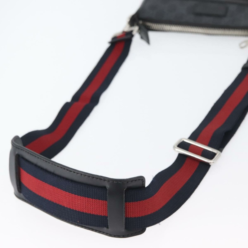 【日本直送】GUCCI GG Supreme Sherry Line 單肩包 PVC 黑色銀色 523599 正品 gh1751-6