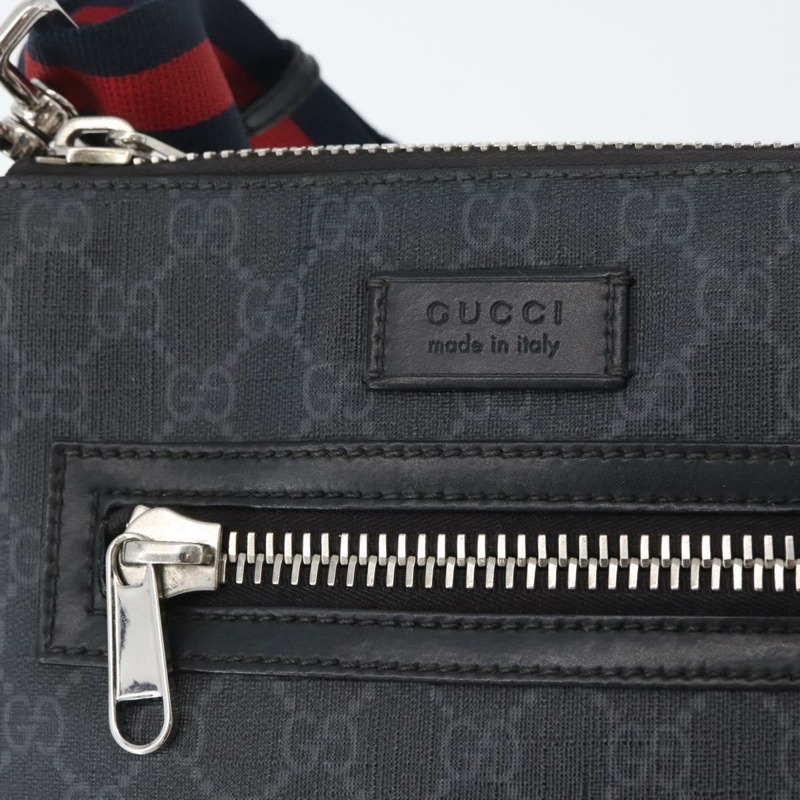 【日本直送】GUCCI GG Supreme Sherry Line 單肩包 PVC 黑色銀色 523599 正品 gh1751-13