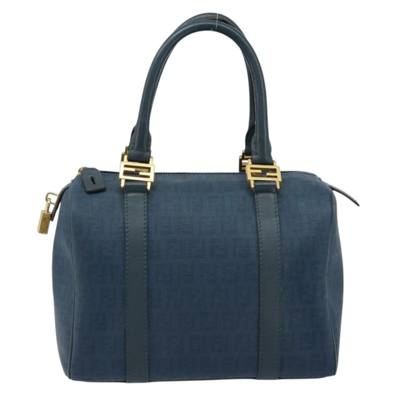 【日本直送】FENDI Zucchino帆布波士頓包 海軍藍 金色 正品 gh1746-1