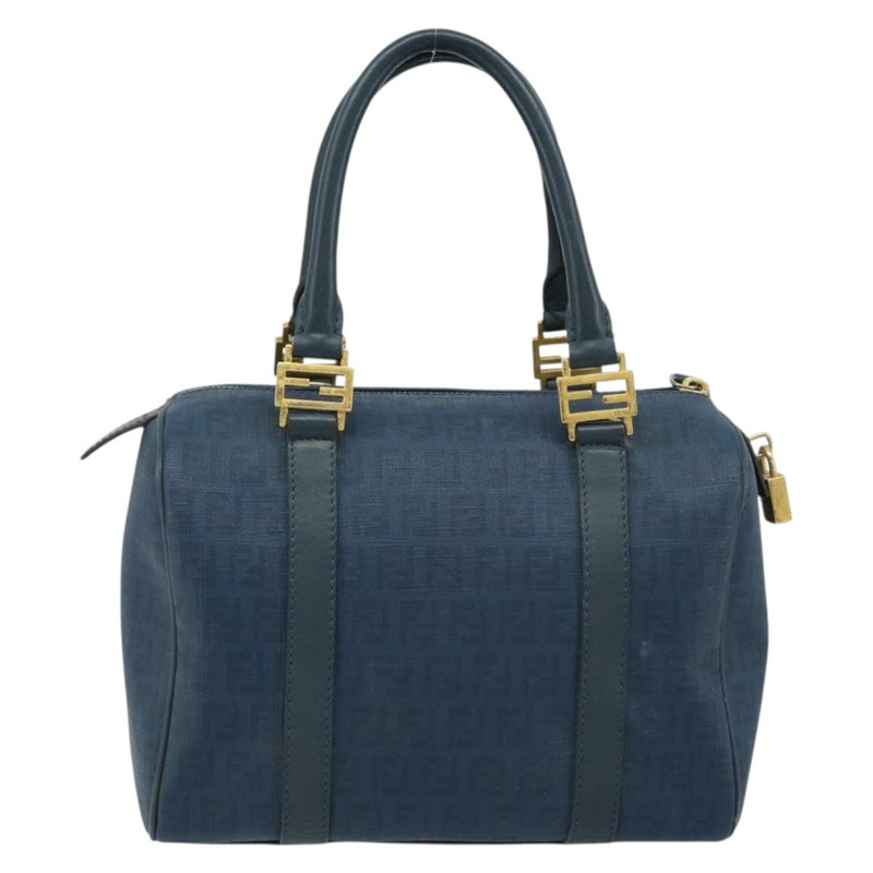 【日本直送】FENDI Zucchino帆布波士頓包 海軍藍 金色 正品 gh1746-2