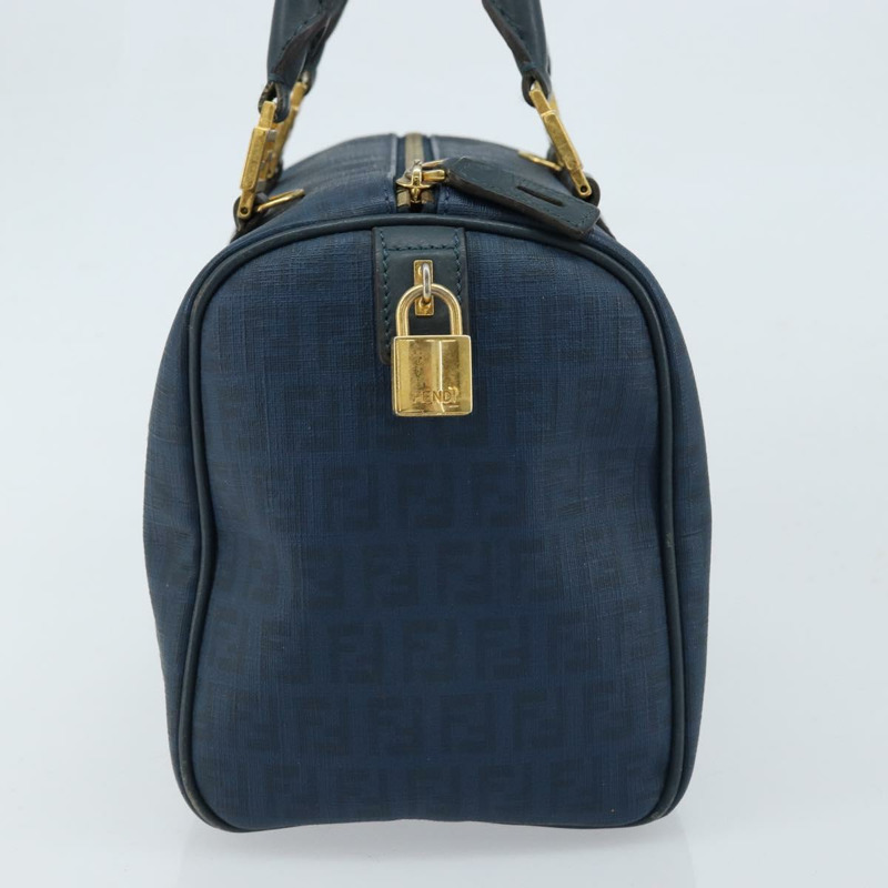 【日本直送】FENDI Zucchino帆布波士頓包 海軍藍 金色 正品 gh1746-3
