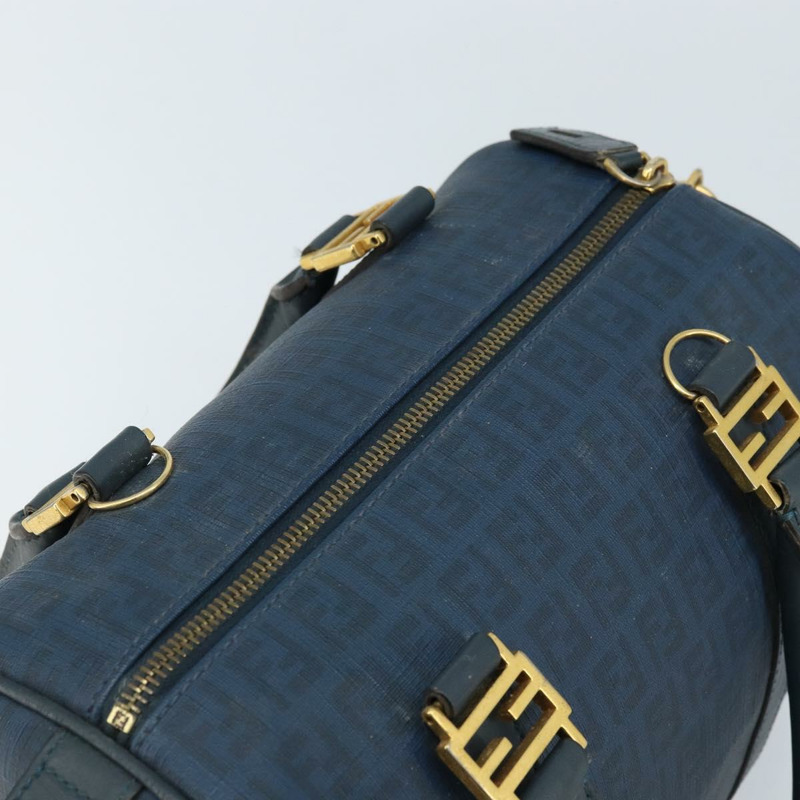 【日本直送】FENDI Zucchino帆布波士頓包 海軍藍 金色 正品 gh1746-5