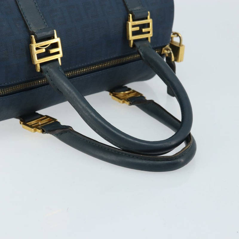【日本直送】FENDI Zucchino帆布波士頓包 海軍藍 金色 正品 gh1746-6