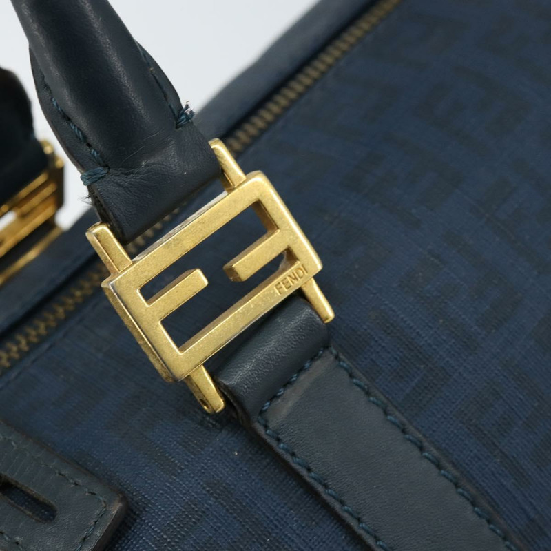 【日本直送】FENDI Zucchino帆布波士頓包 海軍藍 金色 正品 gh1746-13