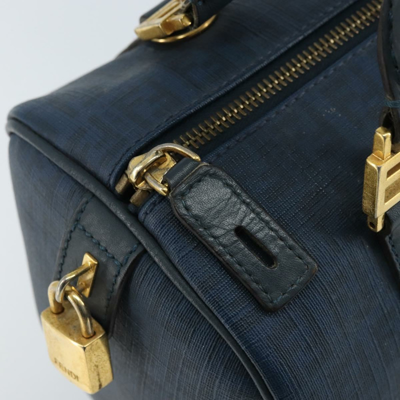 【日本直送】FENDI Zucchino帆布波士頓包 海軍藍 金色 正品 gh1746-14