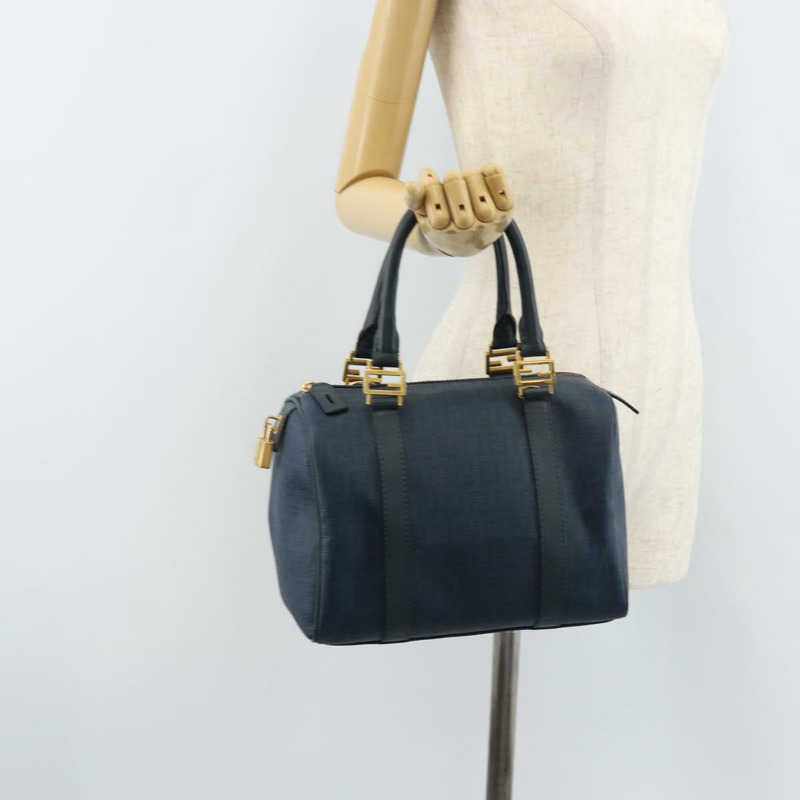 【日本直送】FENDI Zucchino帆布波士頓包 海軍藍 金色 正品 gh1746-22