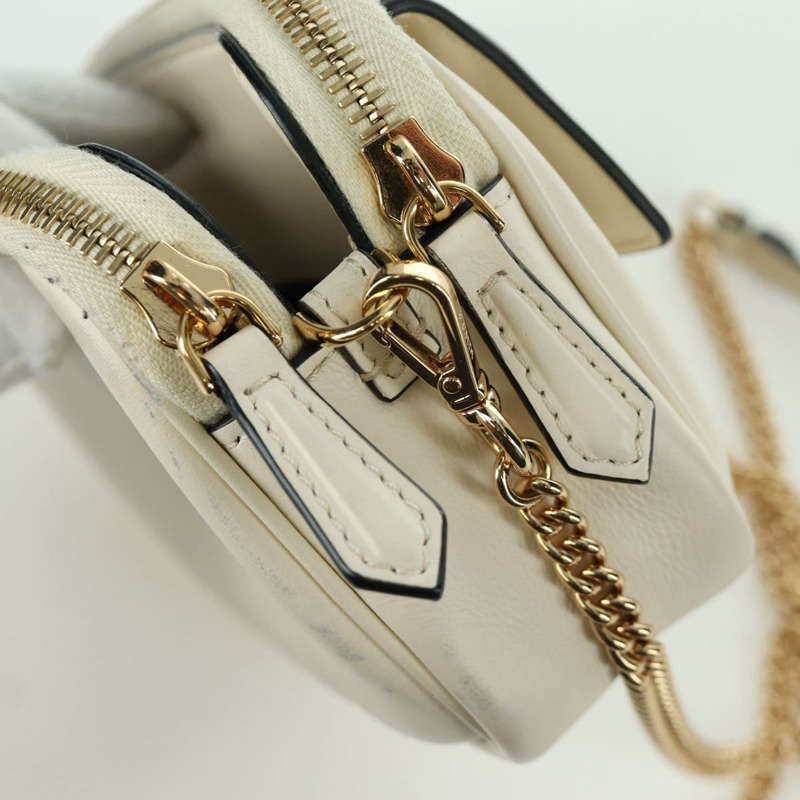 【日本直送】FENDI Easy Baguette 鏈條單肩包 皮革 象牙色 金色 正品 173156M-19