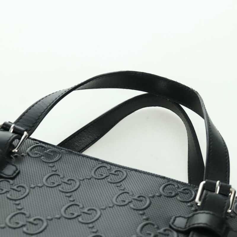 【日本直送】GUCCI GG 壓花手提包 PVC 黑色金色 Auth mr2079V-7