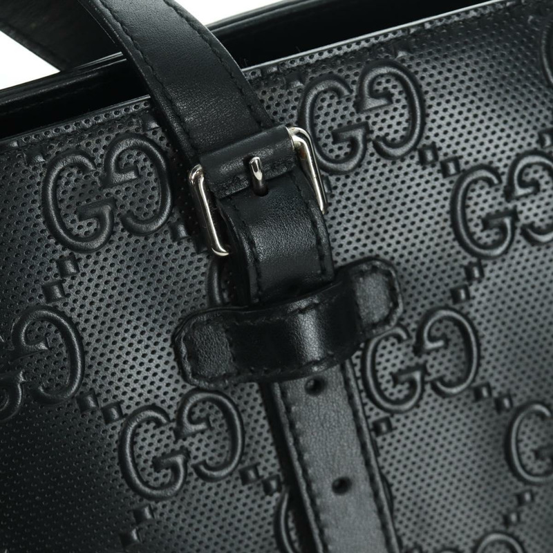 【日本直送】GUCCI GG 壓花手提包 PVC 黑色金色 Auth mr2079V-13