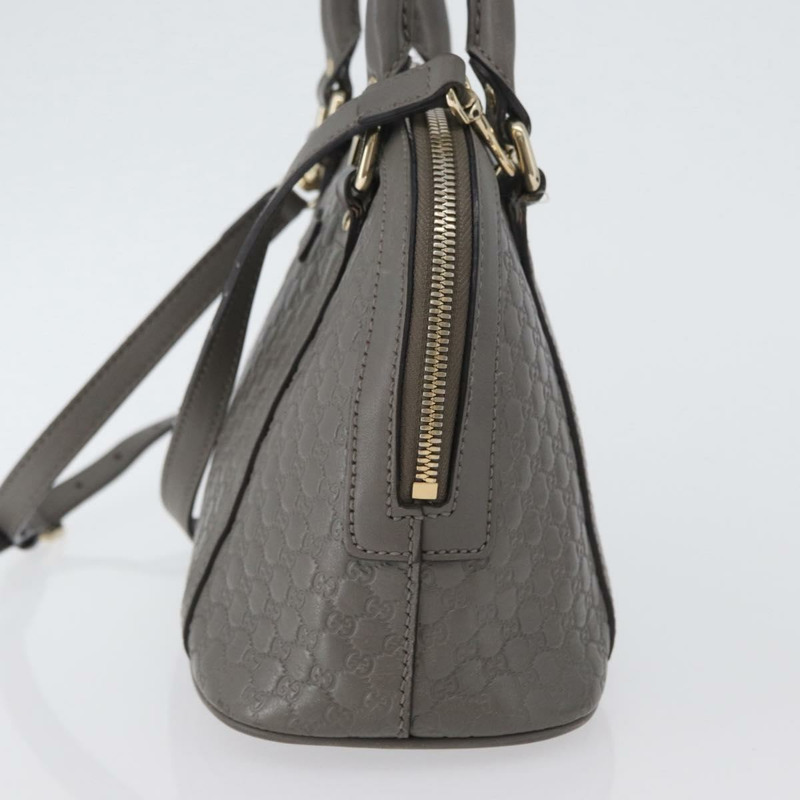 【日本直送】GUCCI Micro GG 帆布 Guccissima 手提包 皮革 2way 灰色金色 449654 Auth mr2015-3