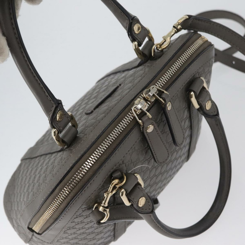 【日本直送】GUCCI Micro GG 帆布 Guccissima 手提包 皮革 2way 灰色金色 449654 Auth mr2015-5
