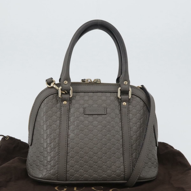 【日本直送】GUCCI Micro GG 帆布 Guccissima 手提包 皮革 2way 灰色金色 449654 Auth mr2015-24