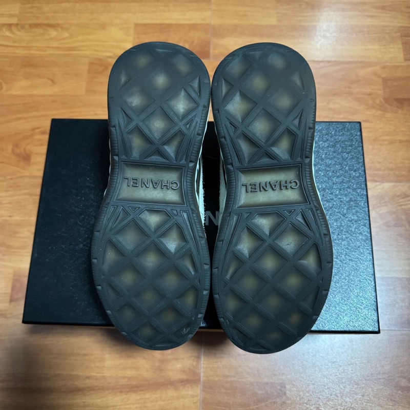 Chanel正品運動鞋香奈兒徽標雙c休閒鞋 女款白灰色 36碼-6