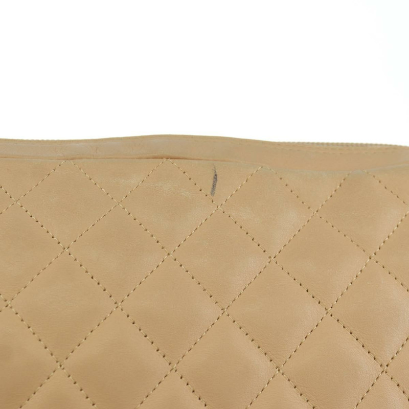 【日本直送】香奈兒 Cambon 系列絎縫單肩包，羊皮材質，米色/黑色，CC 認證，型號 am10849V-4