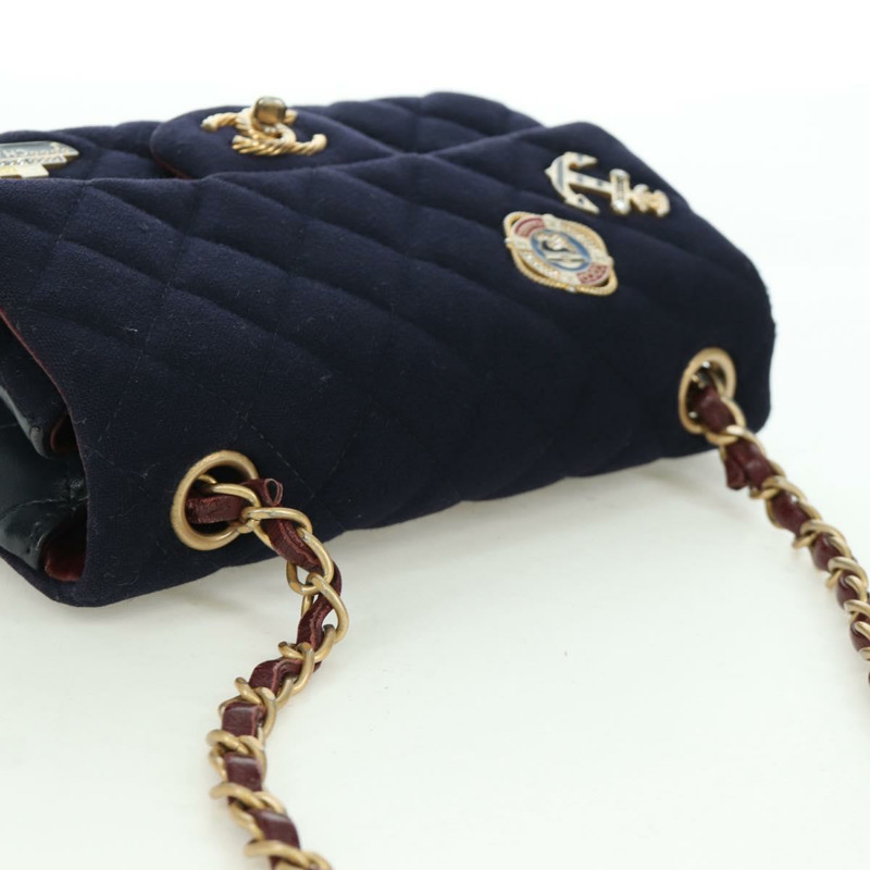 【日本直送】香奈兒 (CHANEL) 迷你絎縫 20 鏈條巴黎漢堡包 棉質海軍藍 CC 正品 172560SAM-5