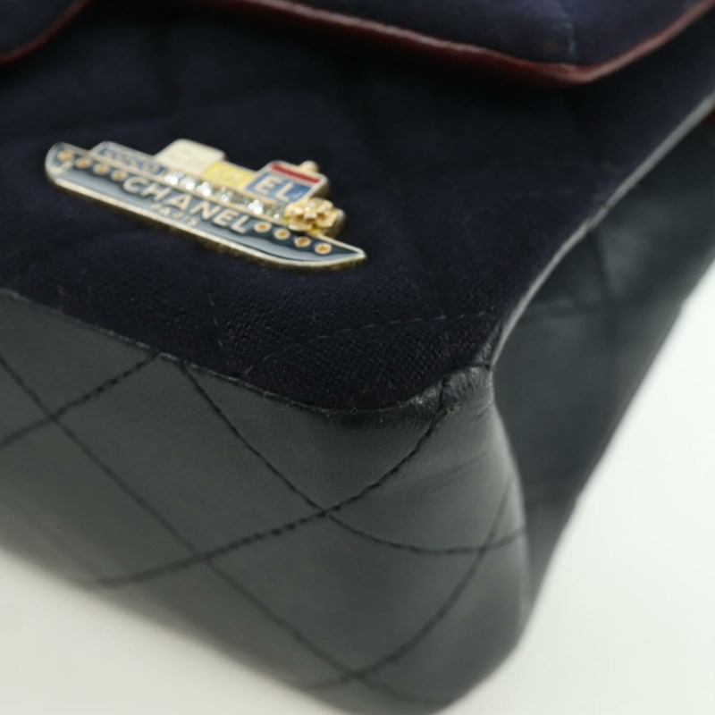 【日本直送】香奈兒 (CHANEL) 迷你絎縫 20 鏈條巴黎漢堡包 棉質海軍藍 CC 正品 172560SAM-10